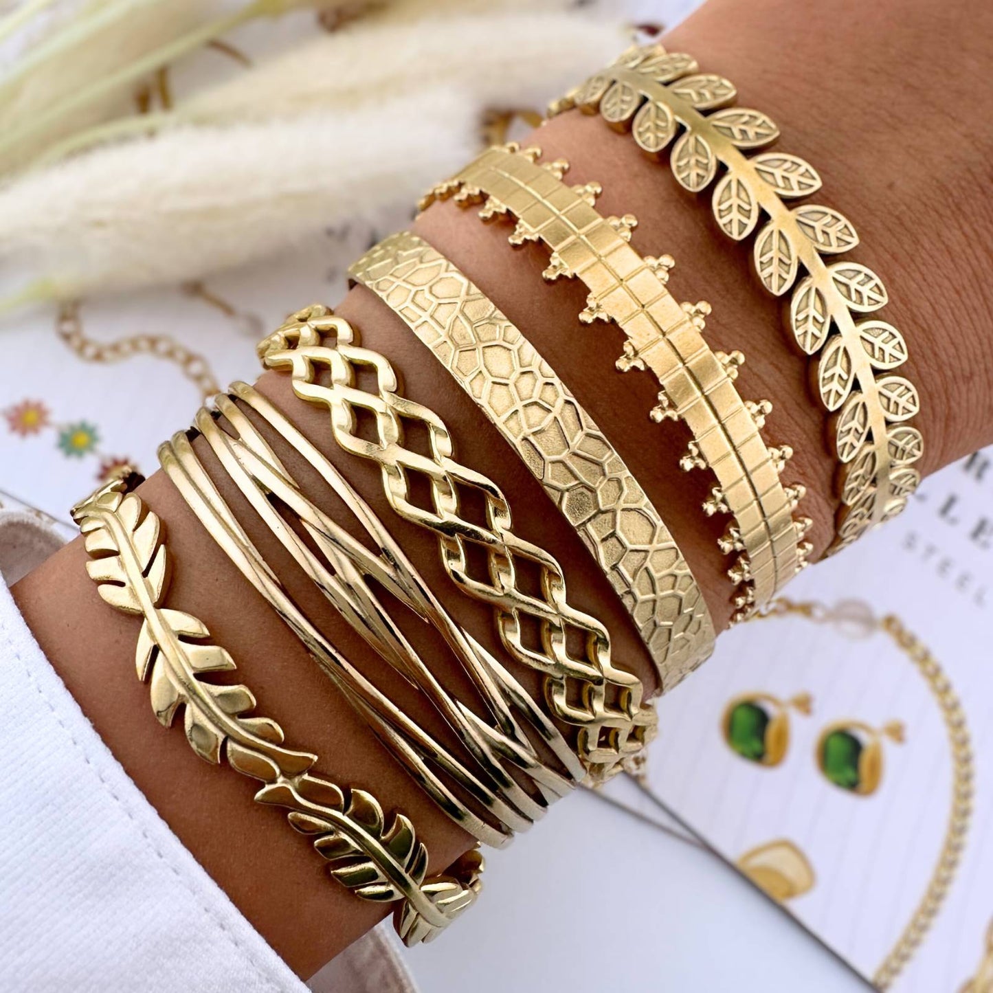 Ann-Viraa Layered Cuff Bangle Bracelet