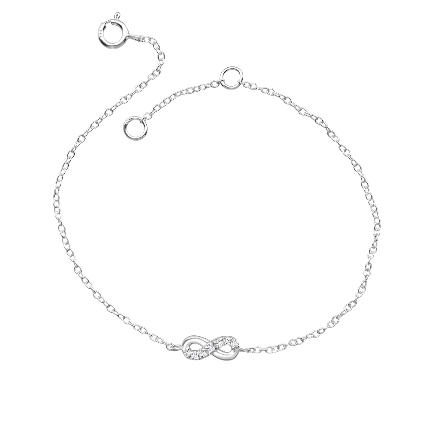 Silver Infinity Bracelet with Cubic Zirconia