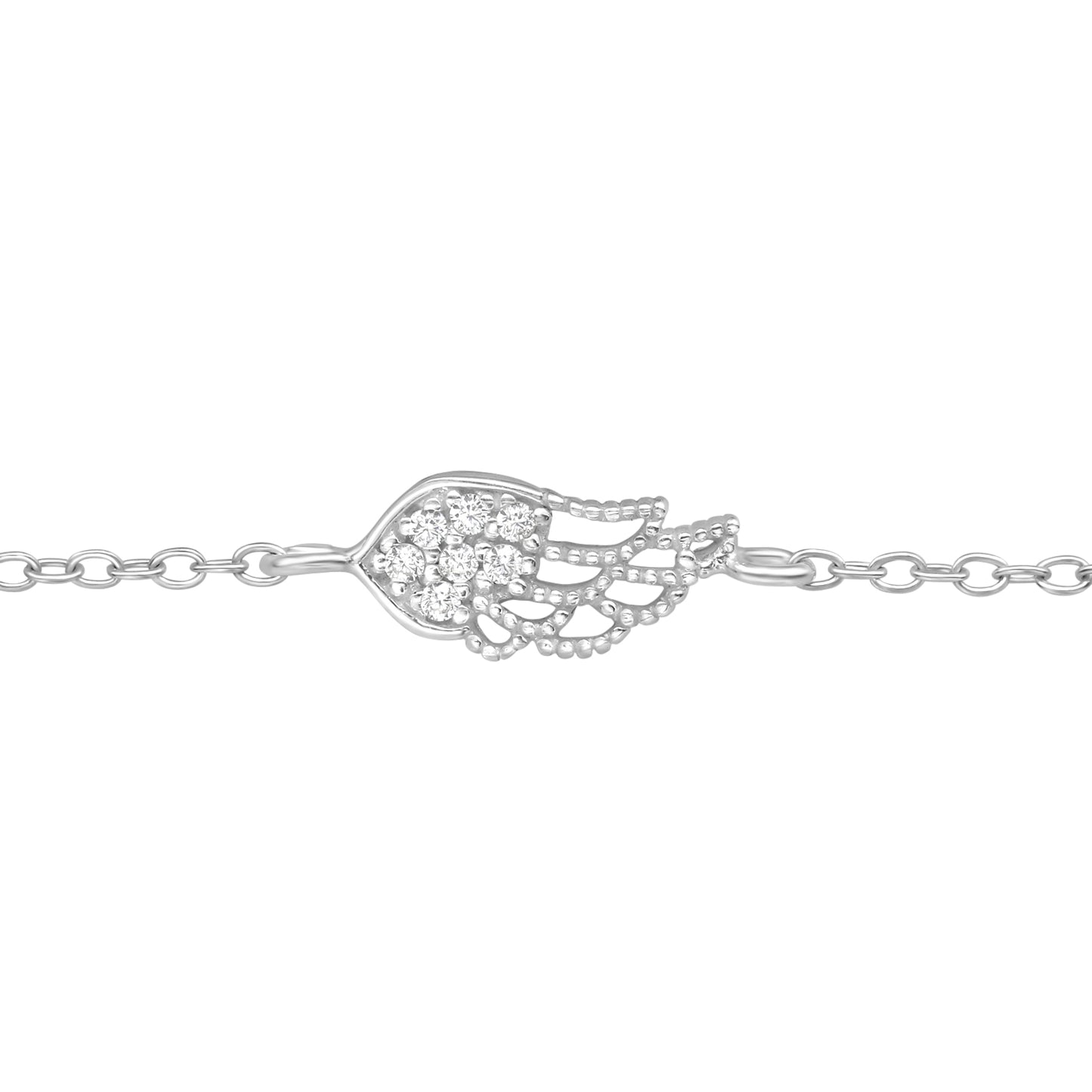 Silver Wing Bracelet with Cubic Zirconia