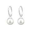 Silver Ear Hoops with Hanging Synthetic Pearl