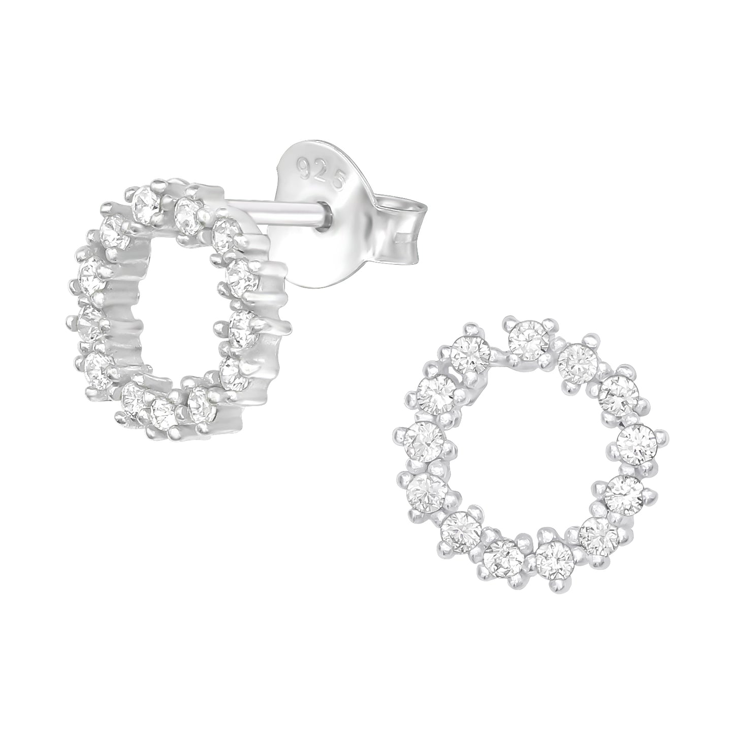 Silver Sparking Ear Studs with Cubic Zirconia