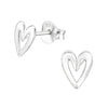 Silver Heart Ear Studs