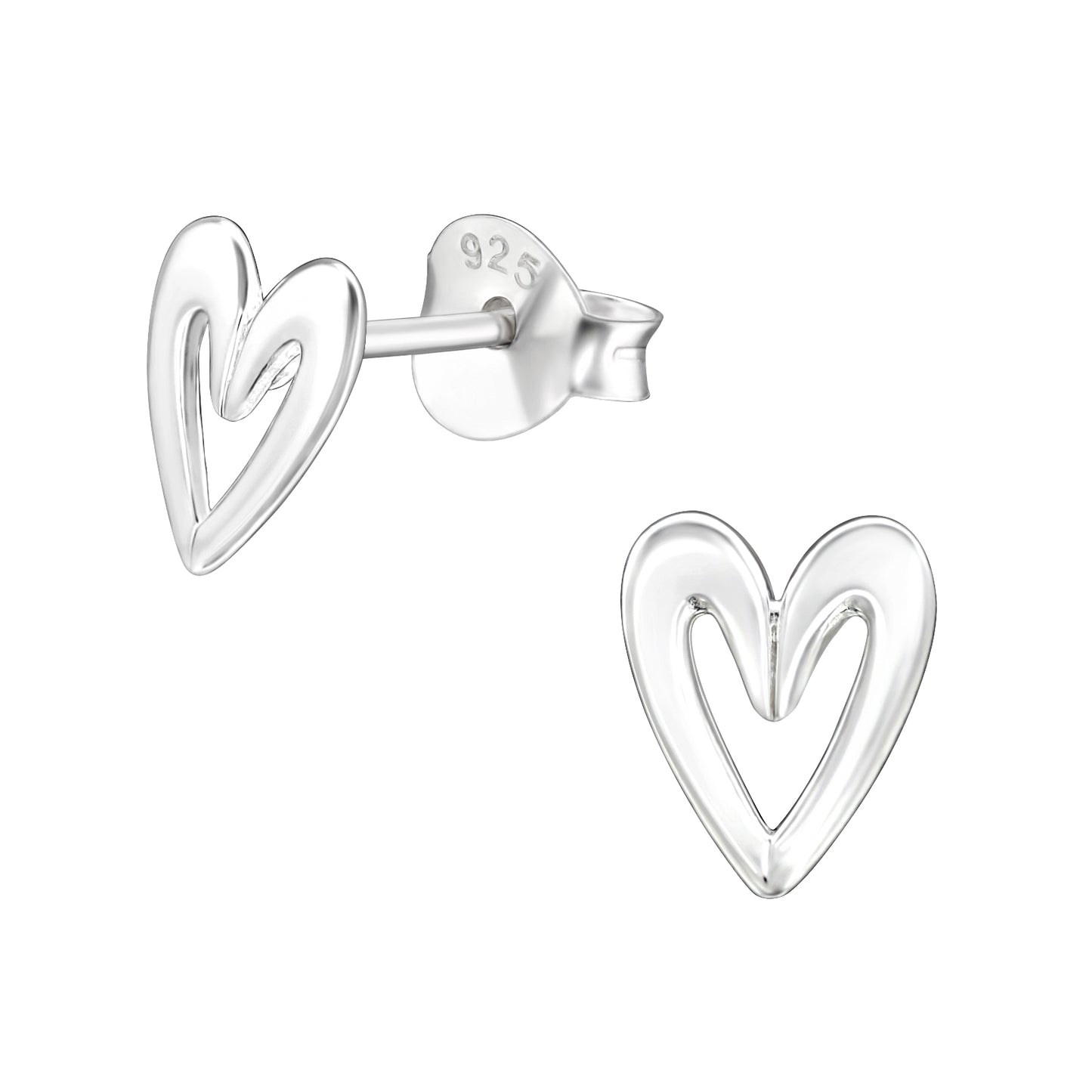 Silver Heart Ear Studs