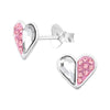 Hearts Sterling Silver Ear Studs with Crystal