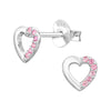 Open Heart Sterling Silver Ear Studs with Cubic Zirconia