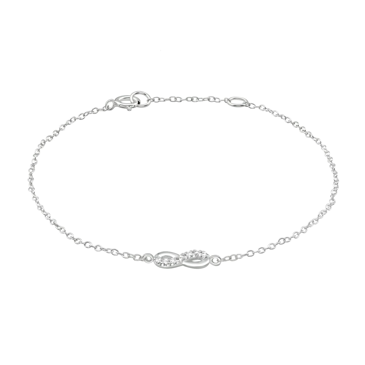 Silver Infinity Bracelet with Cubic Zirconia