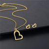 Ann-Viraa Heart Pendant Necklace Earrings Set