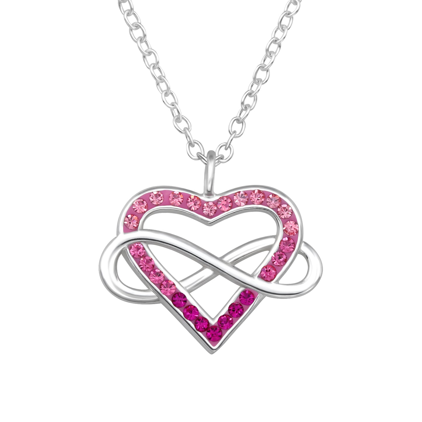 Heart Infinity Sterling Silver Necklace with Crystal