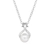 Sterling Silver Necklace Pear with Imitation Pearl
