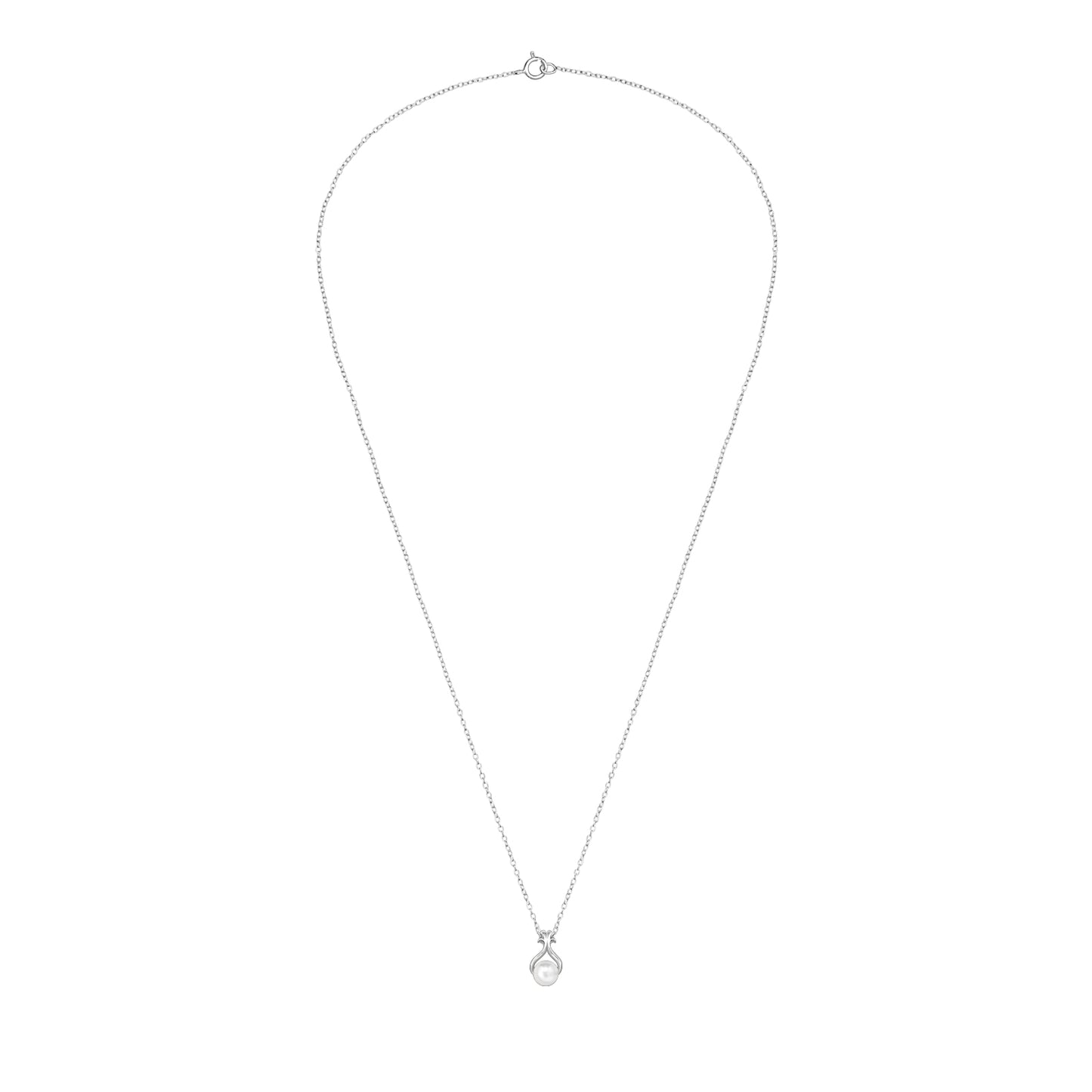 Sterling Silver Necklace Pear with Imitation Pearl