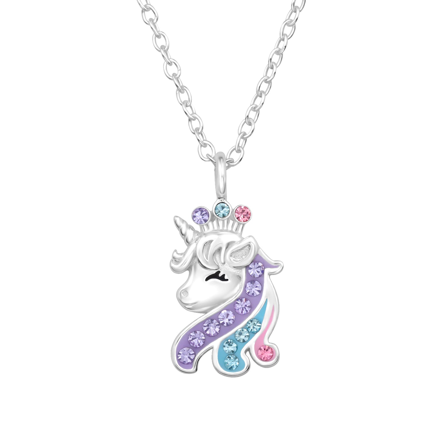 Unicorn Crystal Silver Necklace