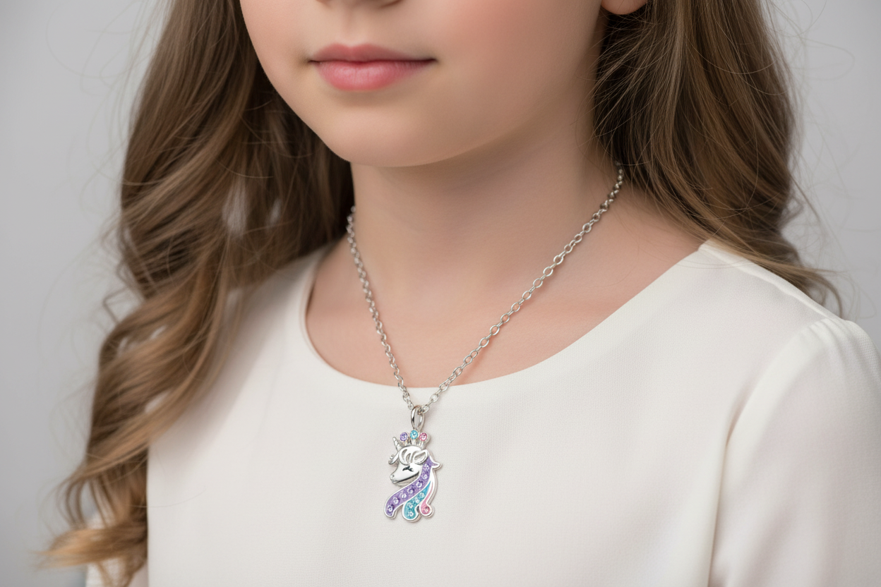 Unicorn Crystal Silver Necklace