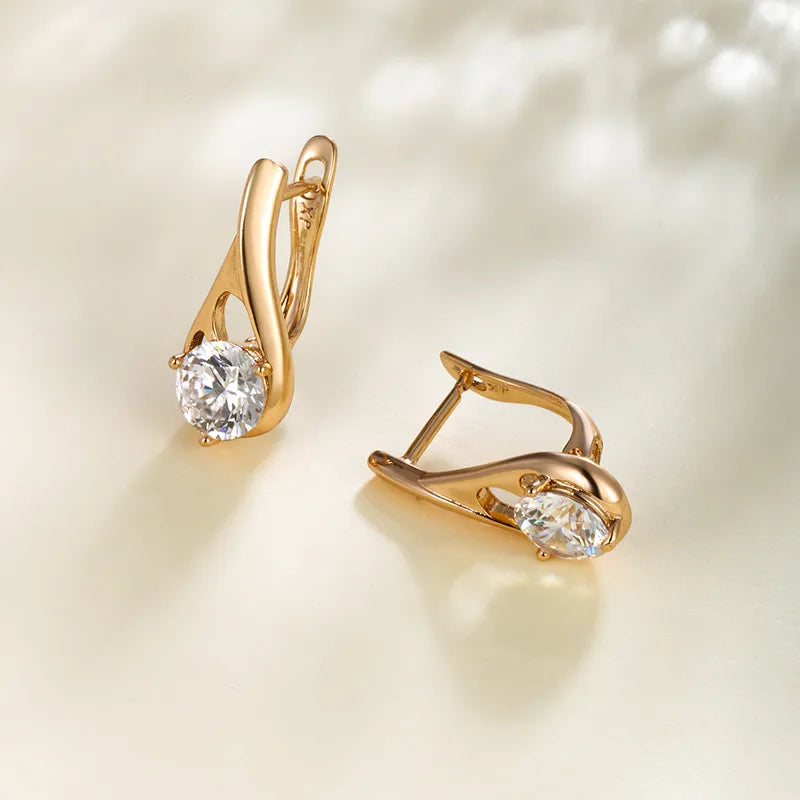 Golden Teardrop Crystal Earrings