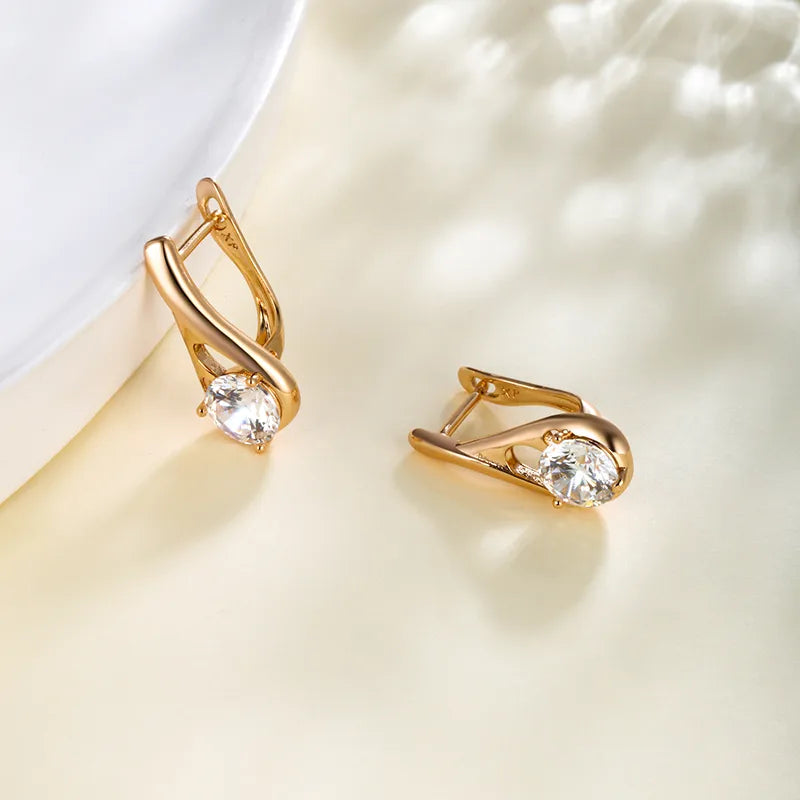 Golden Teardrop Crystal Earrings