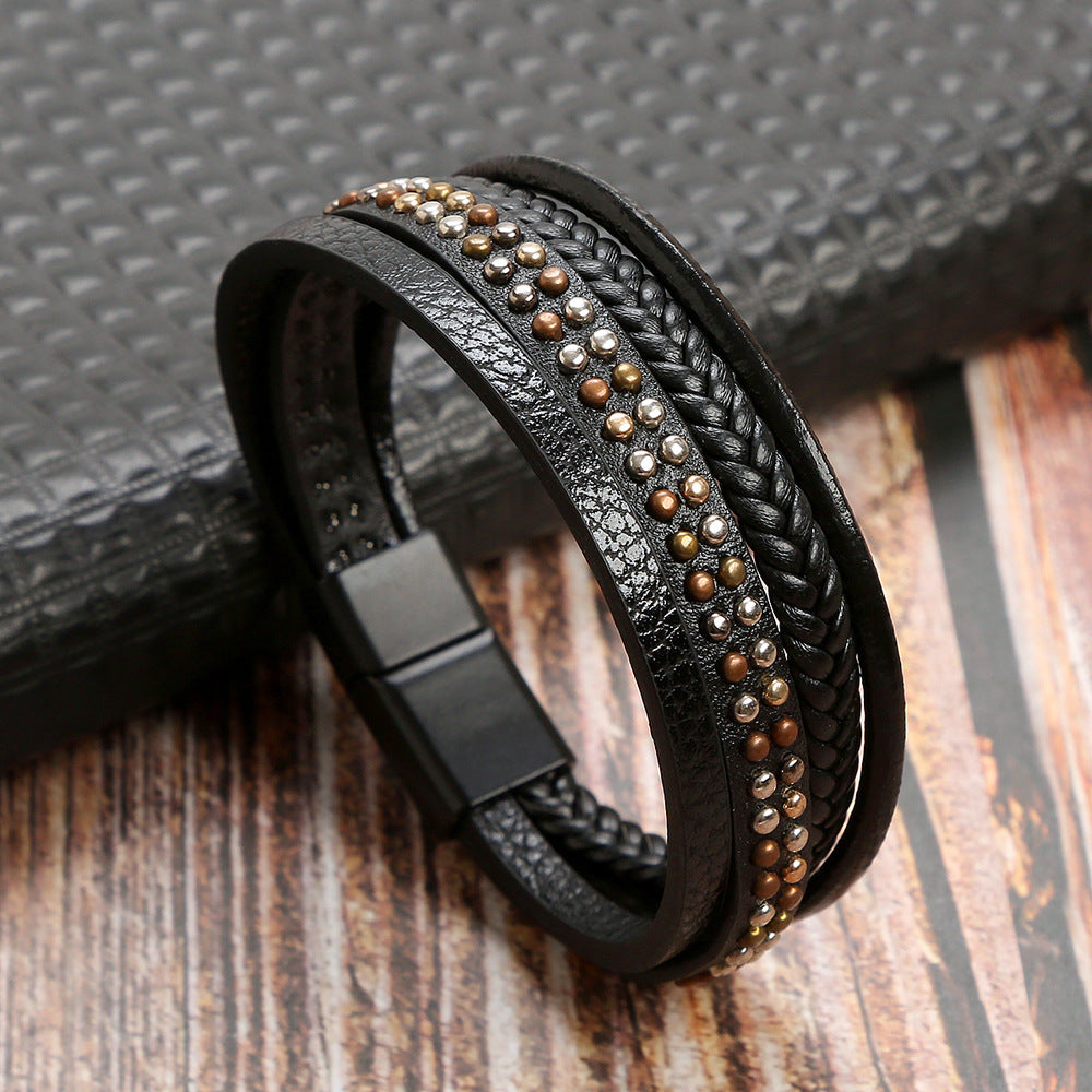 Midnight Braided Leather Bracelet