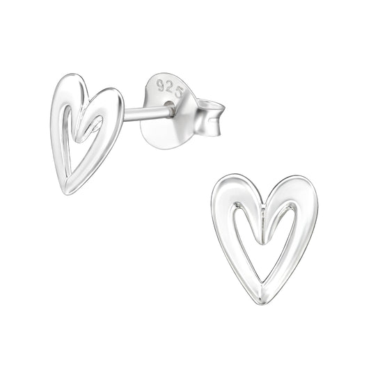 Silver Heart Ear Studs