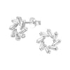 Baguette Circle Sterling Silver Ear Studs with Cubic Zirconia