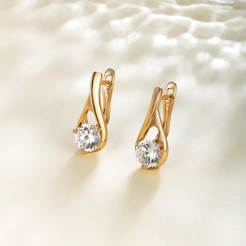 Golden Teardrop Crystal Earrings