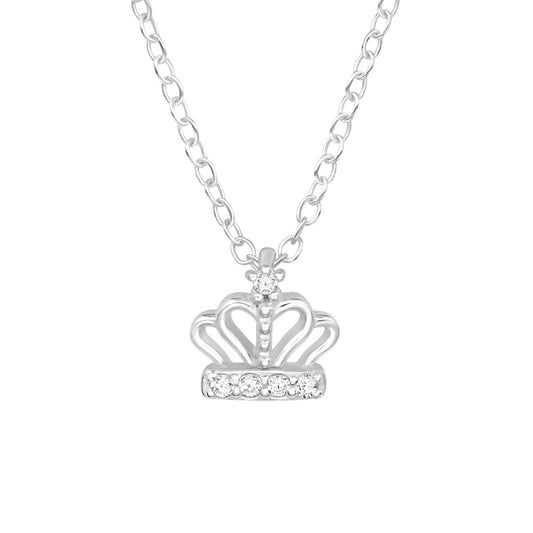 Crown Sterling Silver Necklace with Cubic Zirconia