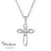 Silver Cross Necklace with Cubic Zirconia