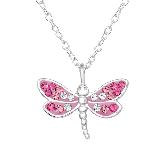 Butterfly Sterling Silver Necklace with Crystal