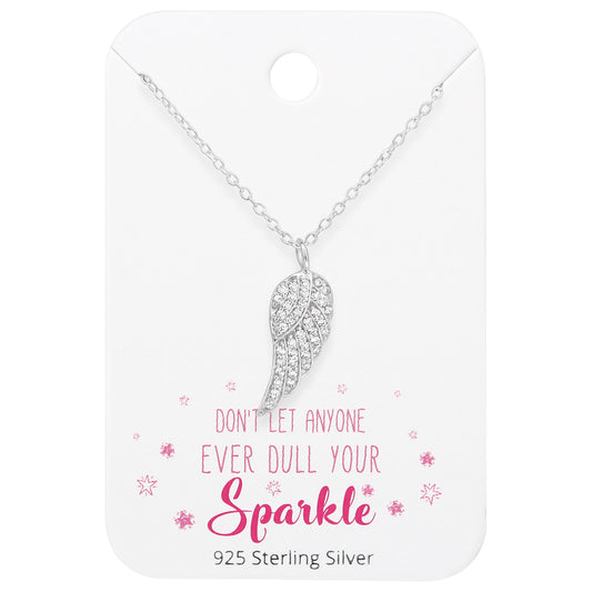 Wing Sterling Silver Set and Jewelry on Card with Cubic Zirconia