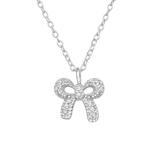 Bow Sterling Silver Necklace with Cubic Zirconia