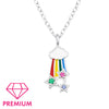 Rainbow with Stars Children's Sterling Silver Necklace with Cubic Zirconia and Epoxy