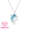 Dolphin Children's Sterling Silver Necklace with Synthetic Pearl and Crystal