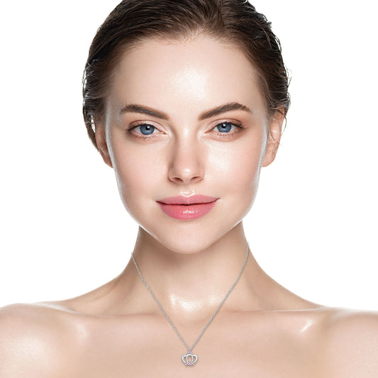 Crown Sterling Silver Necklace with Cubic Zirconia
