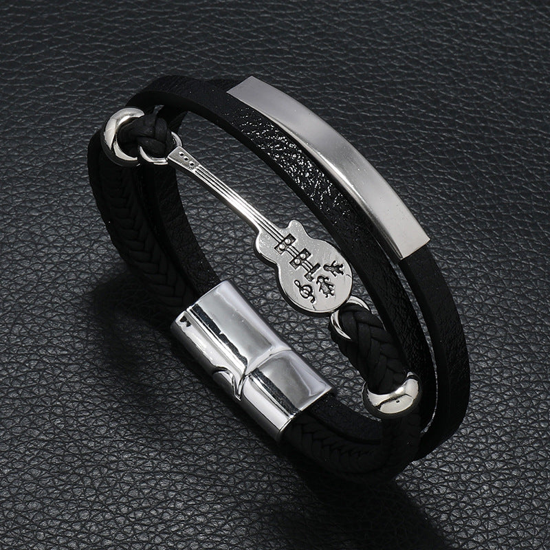 Guitar Layered Leather Bracelet