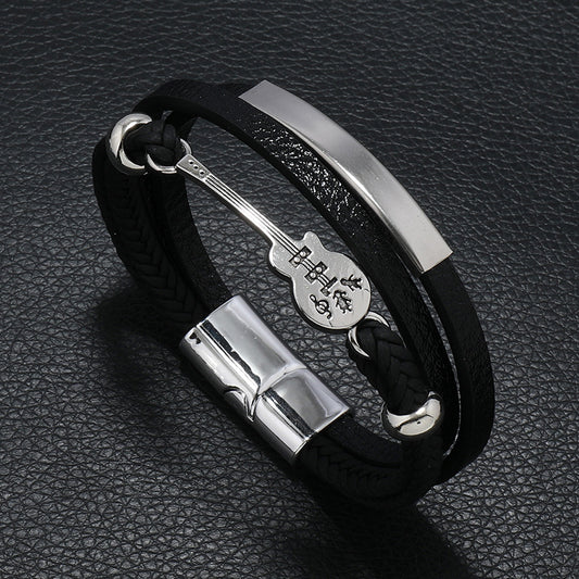 Guitar Layered Leather Bracelet