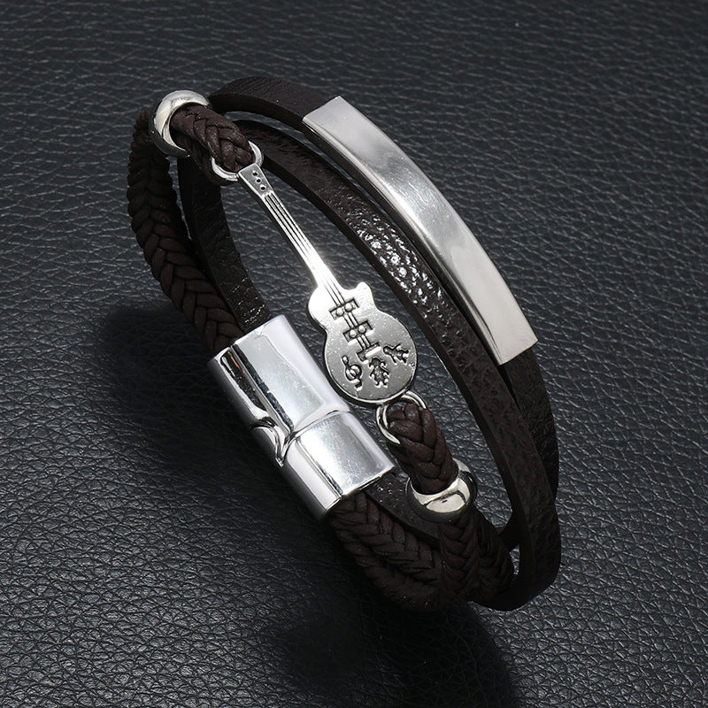 Guitar Layered Leather Bracelet