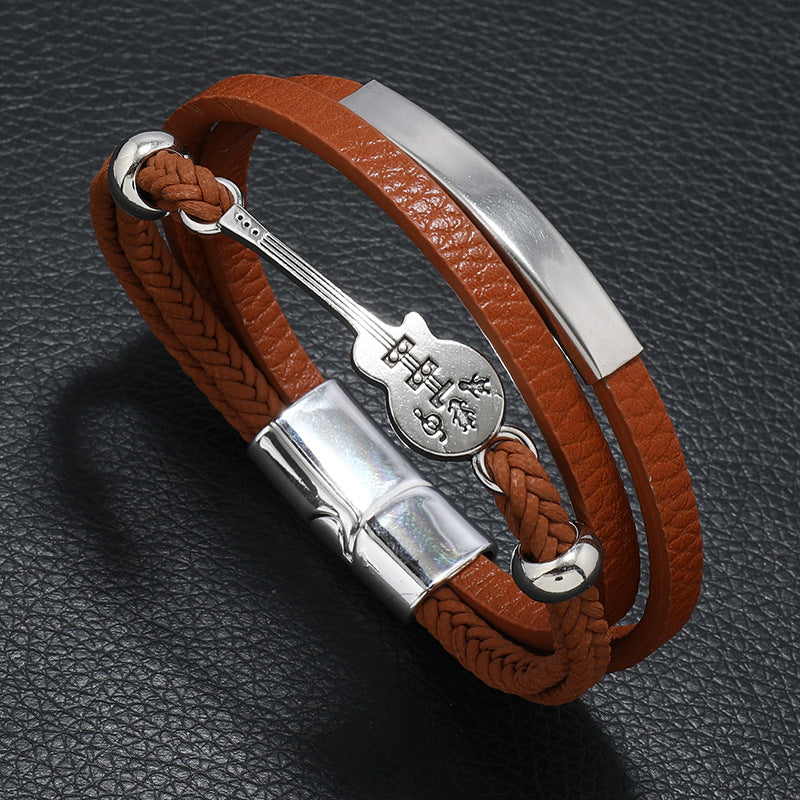 Guitar Layered Leather Bracelet