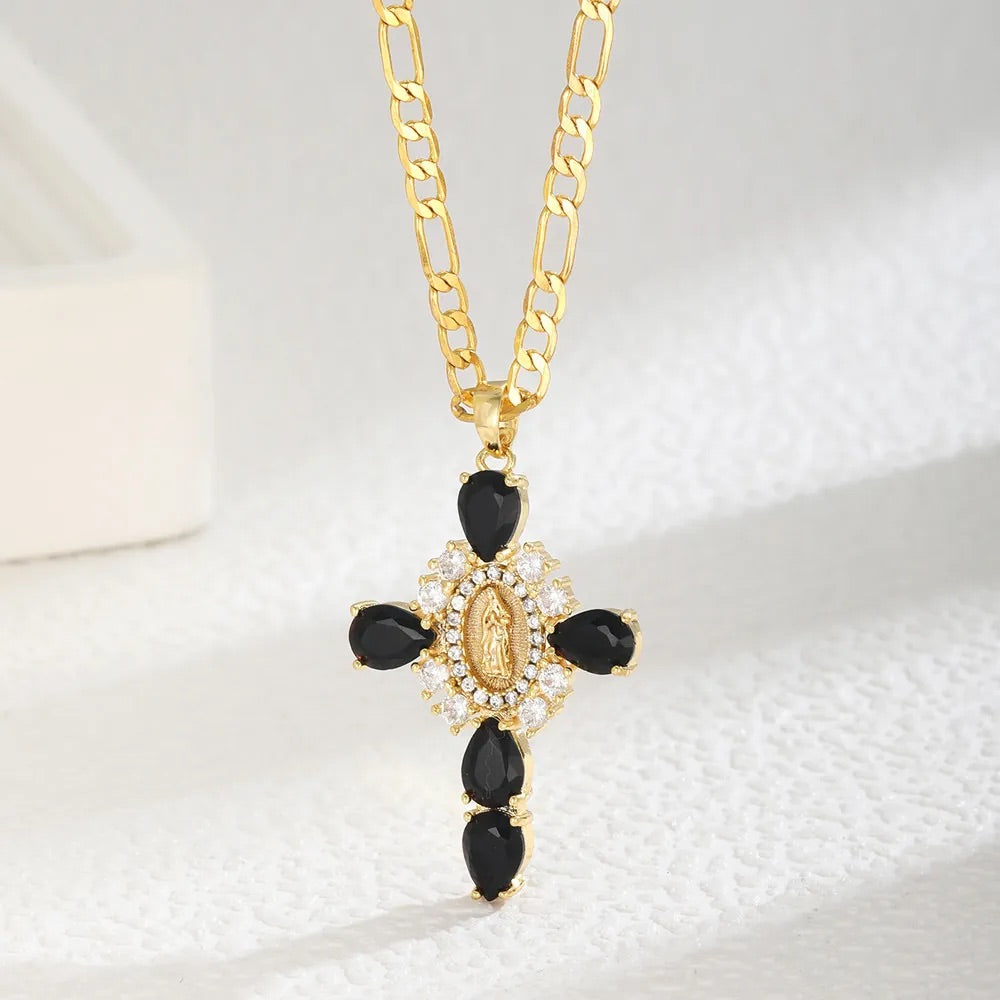 Vintage Crystal Cross Necklace
