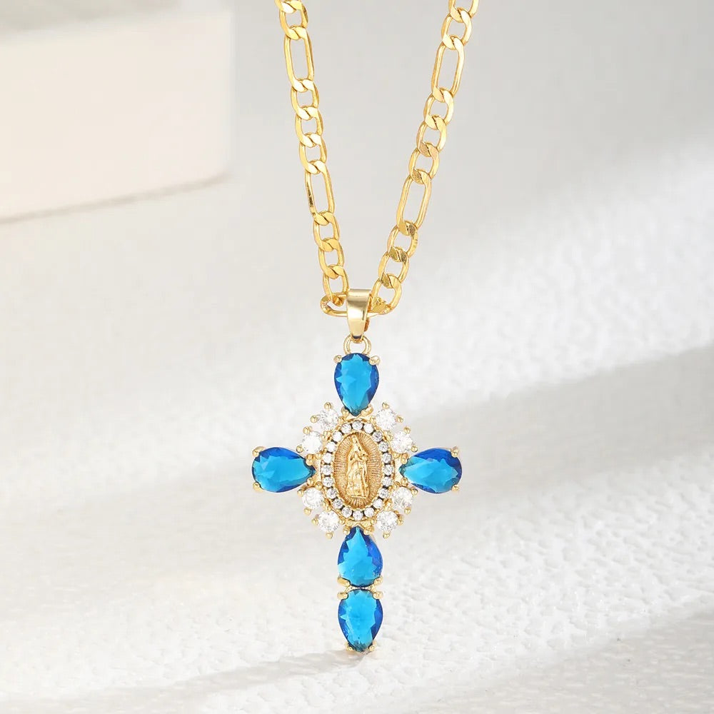 Vintage Crystal Cross Necklace