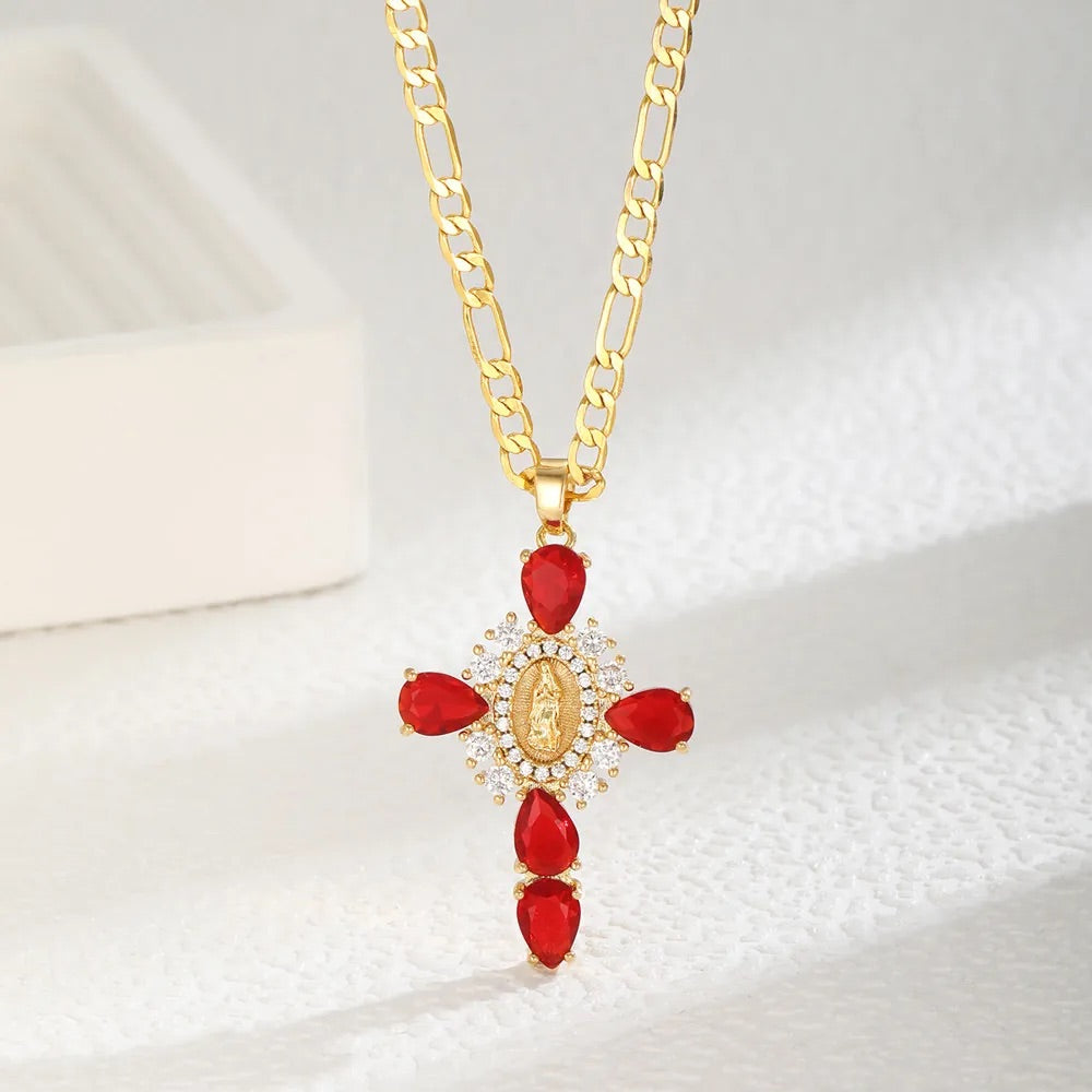 Vintage Crystal Cross Necklace