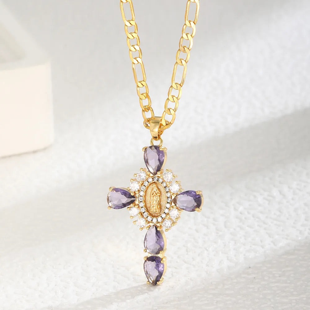 Vintage Crystal Cross Necklace