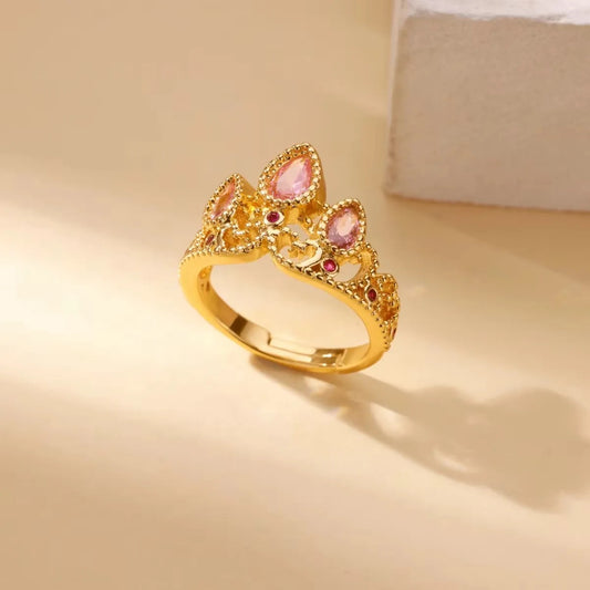 Pink Crystal Crown Ring