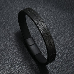 Faith Cross Leather Bracelet