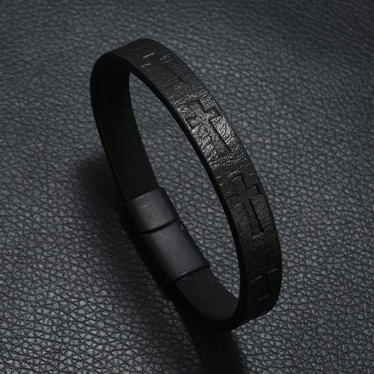 Faith Cross Leather Bracelet